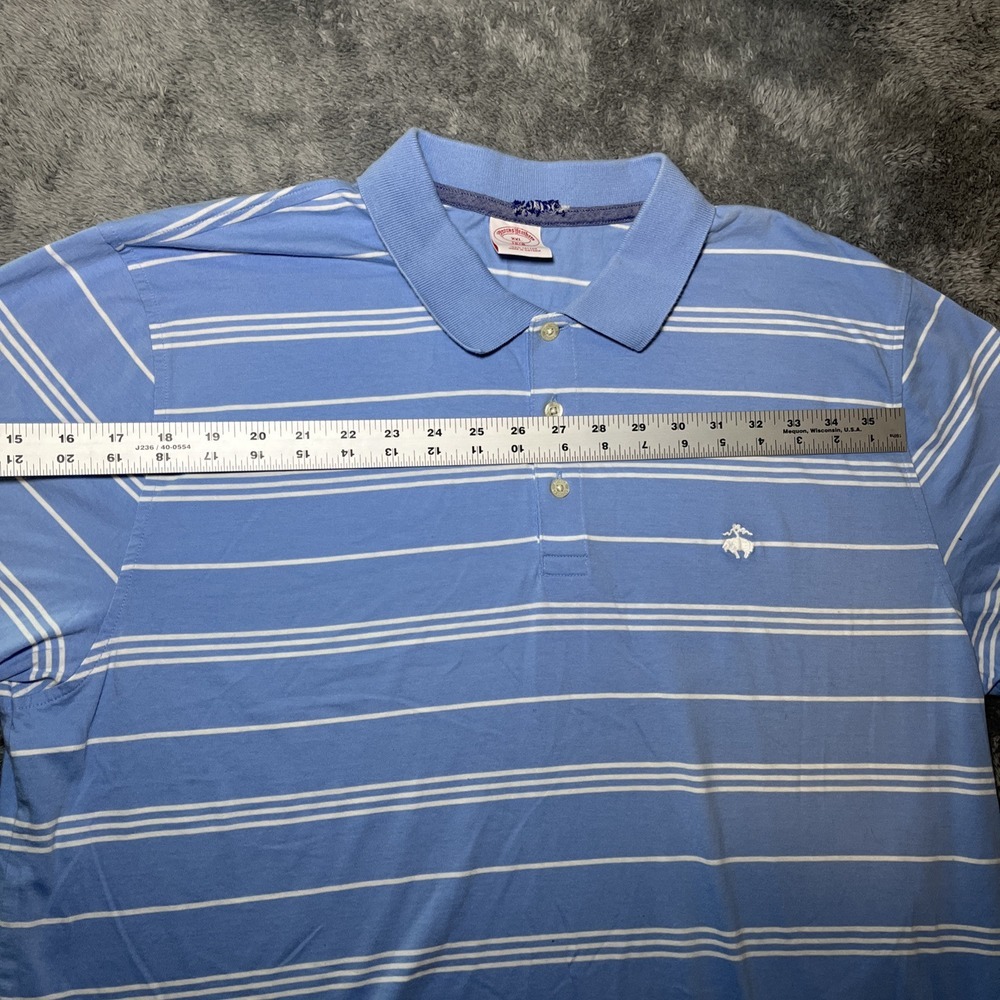 Brooks Brothers Men's SZ 2XL 1818 Cotton Short Sleeve Blue White Striped Polo - Picture 5 of 15